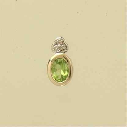 9ct 7.5pt DIAMOND /PERIDOT OVAL PEND