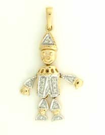 9ct 30mm 4pt DIA.SET CLOWN PENDANT