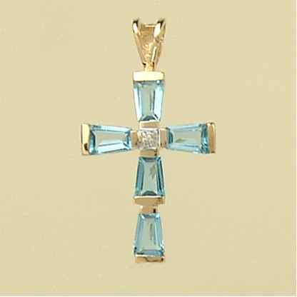 9ct 0.33pt DIAM/TOPAZ 22x16mmFANCY CROSS