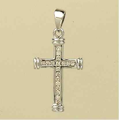 9ct WHITE 20pt 21x14mm DIAMOND CROSS