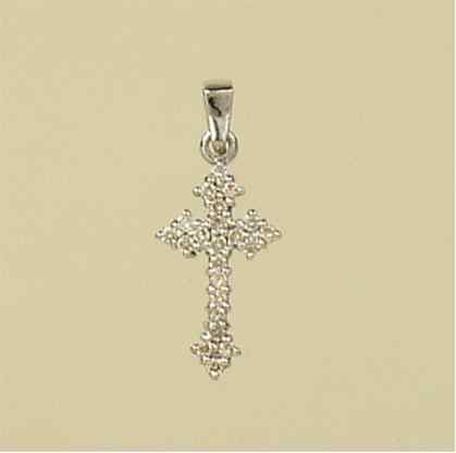 9ct WHITE 25pt 17x10mm DIAMOND CROSS