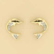 9ct 1pt DIAMOND SET DOLPHIN STUDS