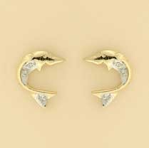 9ct 1pt DIAMOND SET DOLPHIN STUDS