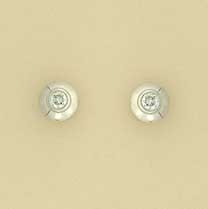 9ct WHITE 15pt DIA. RUBSET DOMED STUDS