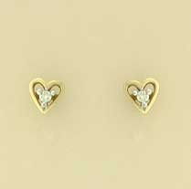 9ct 10pt DIAMOND SET HEART STUDS