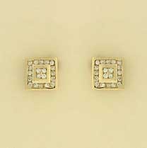 9ct 25pt DIAMOND SQUARE CLUSTER STUDS