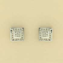 9ct WHITE 25pt DIA SQUARE CLUSTER STUDS