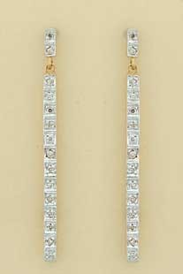 9ct 25pt DIAMOND BAR DROP EARRINGS