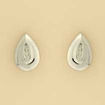 9ct WHITE 10pt DIA.SET TEARDROP STUDS