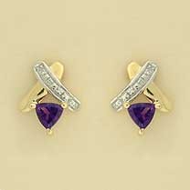 9ct 5mm TRILLION AME/2pt DIA STUDS