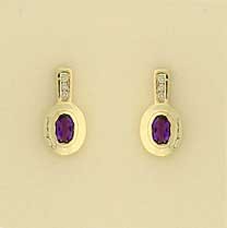 9ct AMETHYST/4.5pt DIA FANCY STUDS
