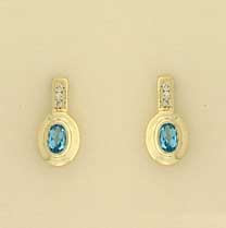 9ct BLUE TOPAZ/4.5pt DIA FANCY STUD