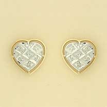 9ct 4pt DIA PAVE SET FANCY HEART STUDS