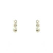 9ct WHITE 10pt DIA 3 STONE RUBSET STUDS=