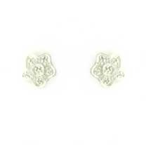 9ct WHITE 4pt DIAMOND SET FLOWER STUDS