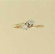 9ct 20pt DIAMOND 2 STONE CROSSOVER RING