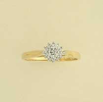 9ct 10pt DIAMOND CLUSTER RING