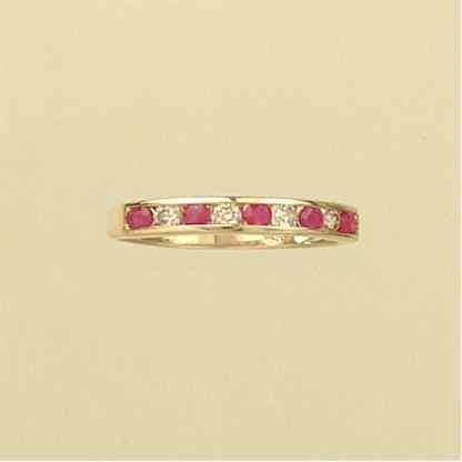 9ct 12pt DIAMOND/RUBY CHANNEL SET ET   =