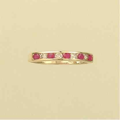 9ct 12pt DIAMOND/RUBY CHANNEL SET ET   =