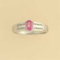 9ct WHITE DIAM/PINK SAPH CLUSTER RING