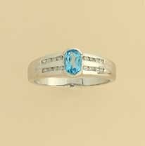 9ct WHITE DIAM/BLUE TOPAZ CLUSTER RING
