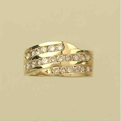 9ct 1.0ct DIAMOND 3 ROW CHANNEL SET RING