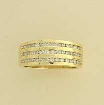 9ct 60pt DIAMOND 3 ROW CHANNEL SET RING