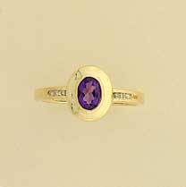 9ct AMETHYST/4.5pt DIA DRESS RING