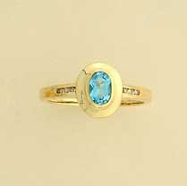 9ct BLUE TOPAZ/4.5pt DIA DRESS RING