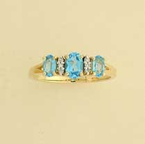 9ct BLUE TOPAZ/3pt DIA SET RING        =