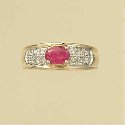 9ct 17pt DIAMOND/RUBY FANCY RING