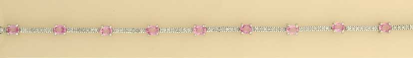 9ct WHITE 45pt DIA/PINK SAPPH.BRACELET =