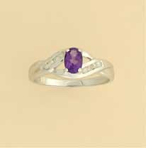 9ct WHITE 10pt DIASET OVAL AMETHYST RING