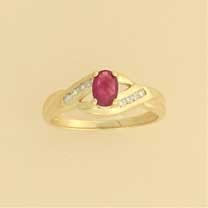 9ct 10pt DIA SET OVAL RUBY RING        =