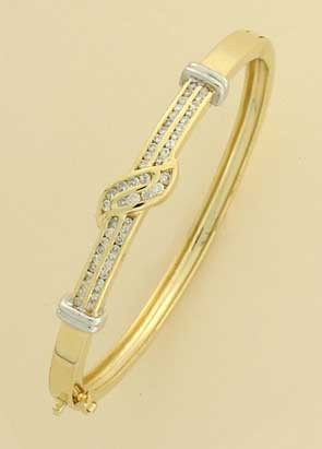 9ct 70pt DIAMOND SET FANCY BANGLE