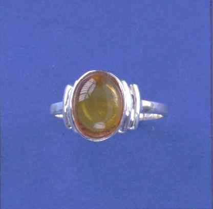 SPC AMBER RING WITH BAR SHOULDERS