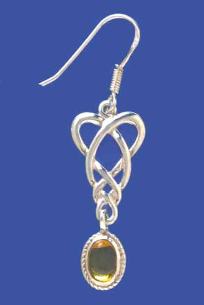 SPC CELTIC DROP EARRING WITH AMBER DROP-