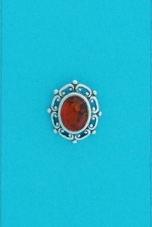 SPC 8x6mm OVAL SCROLL EDGE AMBER STUDS