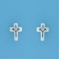 SPC DIAMOND SET 10mm CROSS STUDS