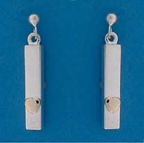 SIL/9ct STUD WITH BAR DROP/HEART MOTIF