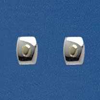 SIL/9ct CUSHION STUD WITH OVAL MOTIF