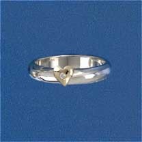 SIL/9ct GOLD HEART 3mm D SECT RING