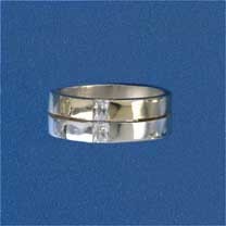 SIL/9ct SQ.CZ SET DOUBLE BAND RING