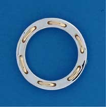 SIL/9ct FLAT BAND WITH GOLD STITCHES