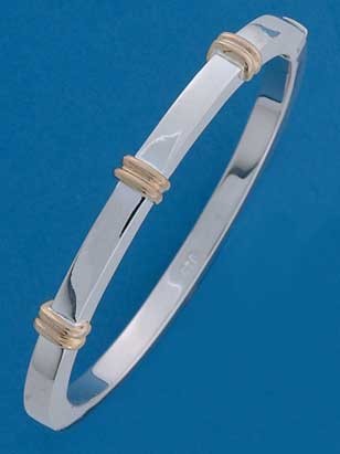 SIL/9ct 5mm OVAL HINGED BANGLE/3 BANDS