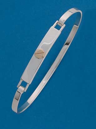 SIL/9ct SINGLE SCREW MOTIF CLIP BANGLE