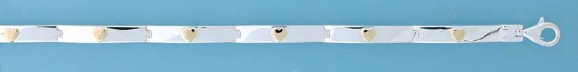 SIL/9ct HEARTS DESIGN BARS BRACELET