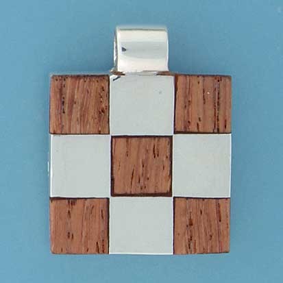 SPC 22mm CHEQUERED INLAID WOOD PENDANT