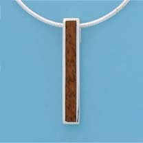 SPC WOOD INLAID 26x4x4mm BAR PENDANT   =