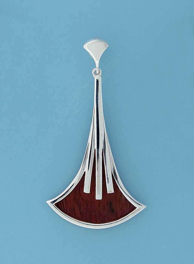 SPC WOOD INLAID SCIMITAR SHAPED PENDANT